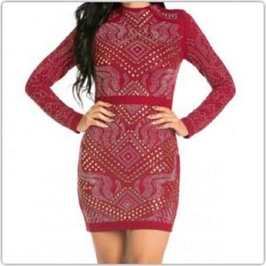 Studded Rhinestone Sleeveless Bodycon Dress